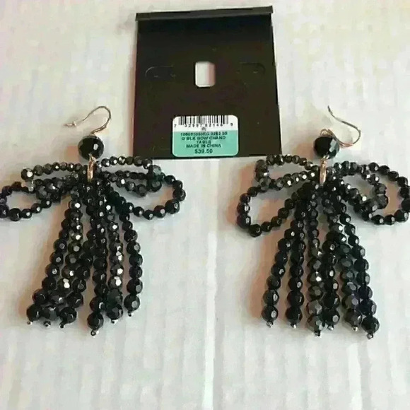 INC new Gold Tone Beaded Bow chandelier Ea… - Picture 7 of 8